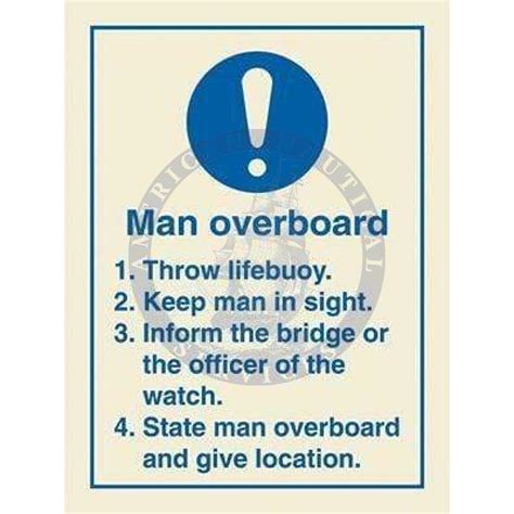 Marine Mandatory Sign Man Overboard Instructions Amnautical