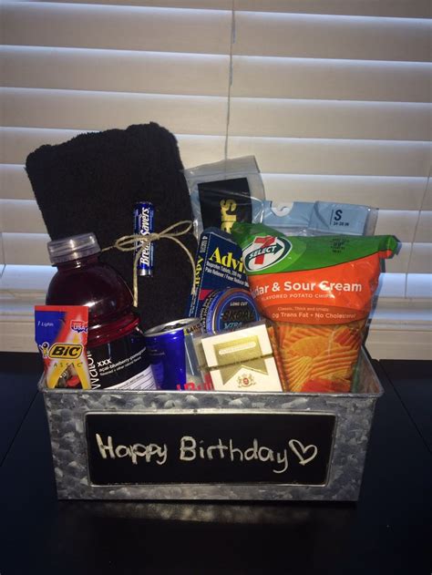 Birthday Basket I Made For My Boyfriend With All His Favorite Things Birthday Basket