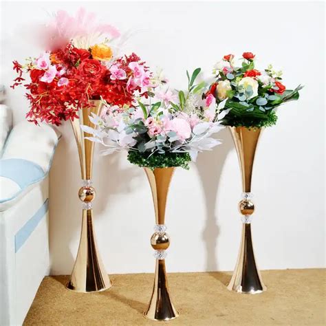 Tall Mirror Gold Metal Wedding Centerpieces And Table Decoration For