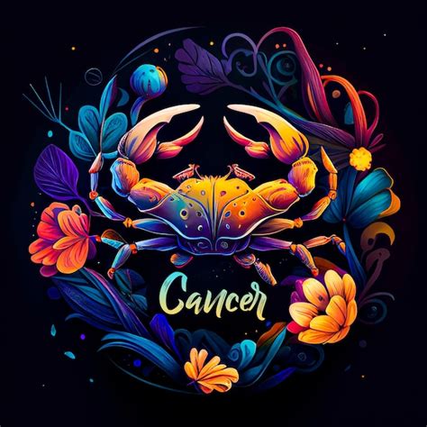 Signo del horóscopo del cáncer en la colorida ilustración abstracta