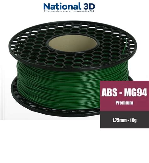 Filamento ABS Verde Floresta Premium MG94 National 3D 1 75mm