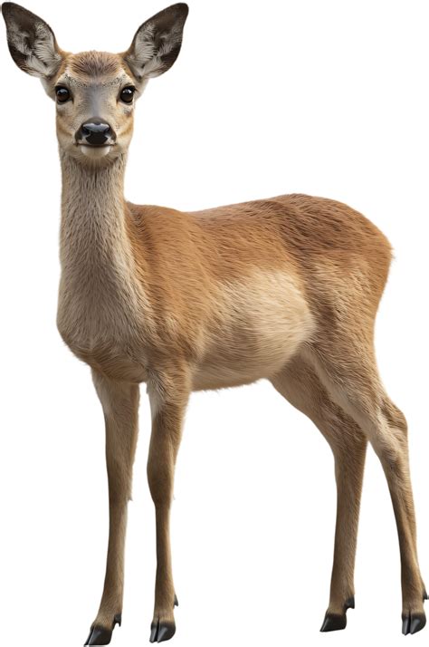 Graceful deer with its big ears and shiny coat staring directly at the