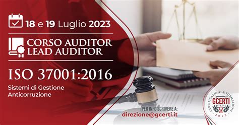 Corso ISO 37001 Corso Lead Auditor Sistema Gestione Anticorruzione