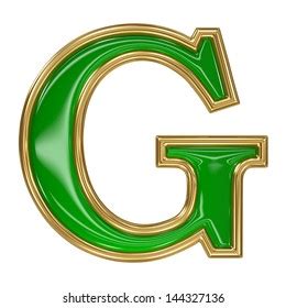 Emerald Green Golden Outline Alphabet Letter Stock Illustration