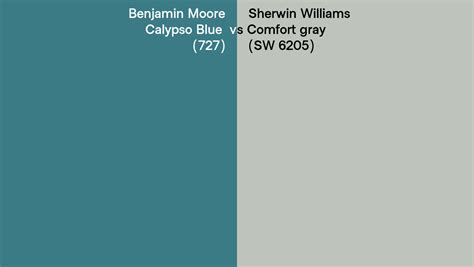 Benjamin Moore Calypso Blue 727 Vs Sherwin Williams Comfort Gray Sw 6205 Side By Side Comparison