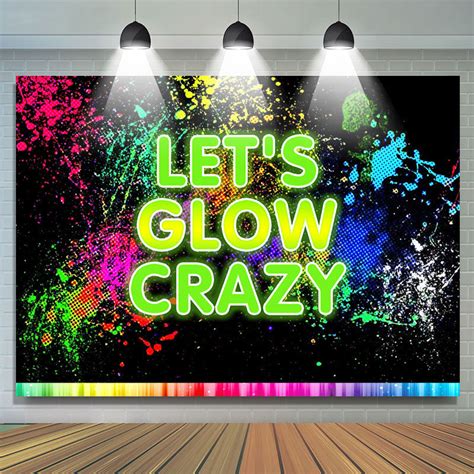 Lets Glow Crazy Graffiti Splash Paint Party Backdrop Lofaris