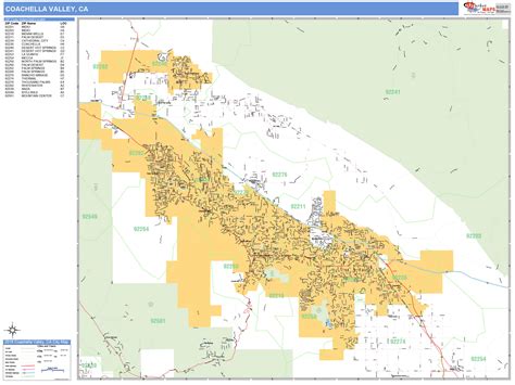 Coachella Valley California Wall Map Basic Style By Marketmaps