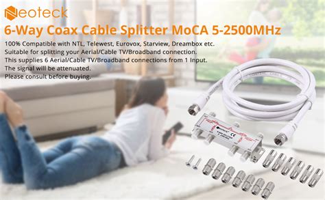 Neoteck Way Sky Cable Splitter Satellite Tv Aerial Cable Splitter Kit