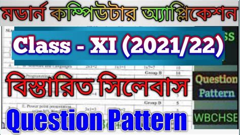 Computer Application Syllabus For Class 11 West Bengal Board Wbchse 2021 2022 Youtube