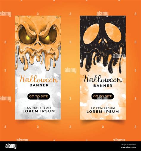 Creepy Watercolor Halloween Banners Vector Design Illustration Stock