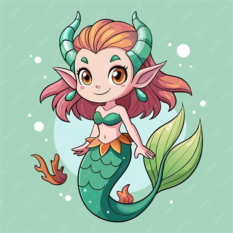 Sweet Merfolk Cartoon Vector Clipart Premium Ai Generated Vector