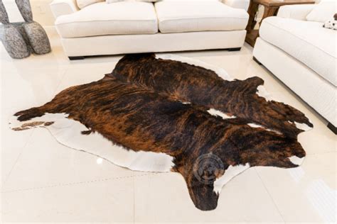 Real Cowhide Rug Brindle White Backbone Tricolor Size 6 X 6 7 Ebay