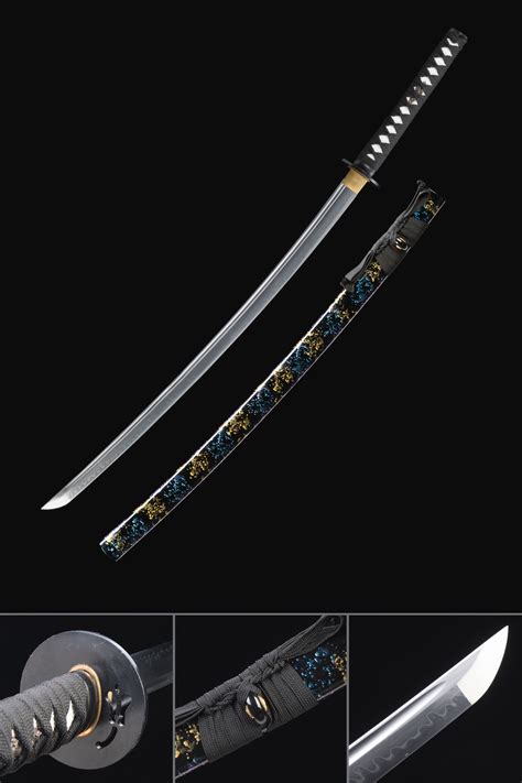 Katana Negra Y Roja Espada Samurái Japonesa Hecha A Mano T10 Doblada