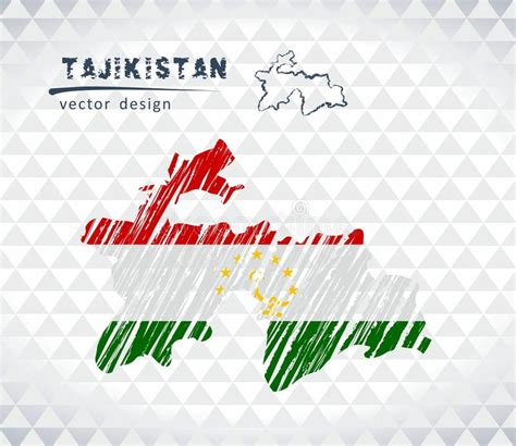 Map Of Tajikistan With Hand Drawn Sketch Pen Map Inside Vector