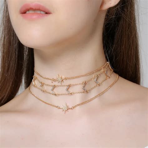 Buy Luxury Multilayer Chains Rhinestone Choker