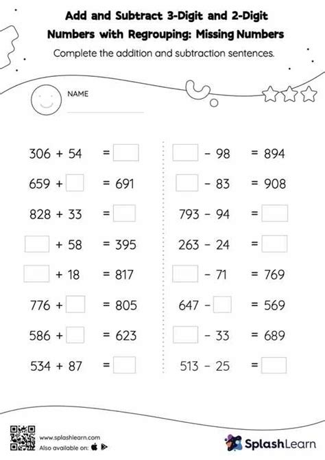 Add And Subtract Digit And Digit Numbers With Regrouping Missing