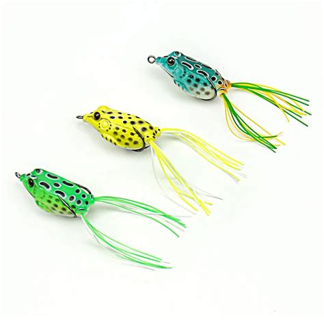 3 Pieces Set Plastic Frog Fishing Lures 3 Colors Soft Lure Treble Hooks