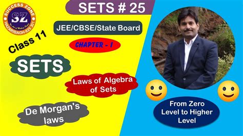 Sets I Math Class 11 I L 25 I Laws Of Algebra Of Sets I Proof De Morgans Laws By Three Methods