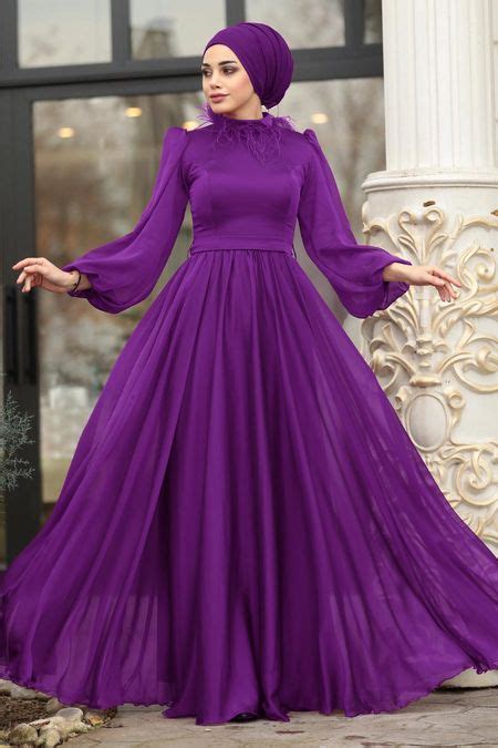 Purple Hijab Evening Dress 3925MOR Neva Style