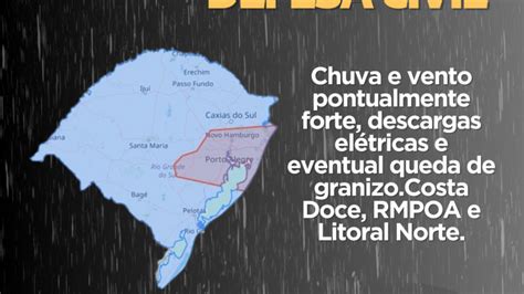 Defesa Civil Alerta Para Chuva E Vento Pontualmente Fortes Descargas