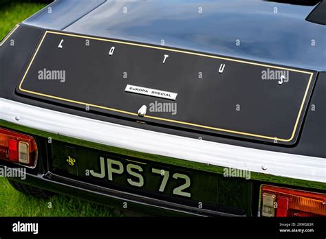 Lotus Europa Special John Player Special Close Up Of Rear Badge Stock