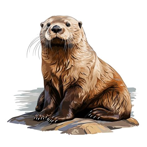 Premium Vector Hand Drawn Solid Color Sea Otter Illustration