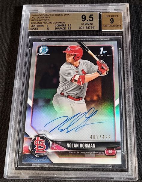 Bgs Rc Auto D Nolan Gorman Rookie Refractor St