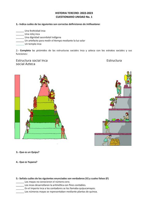 Cuestionario UNID 1 3RO BGU EST HISTORIA TERCERO 2022 CUESTIONARIO