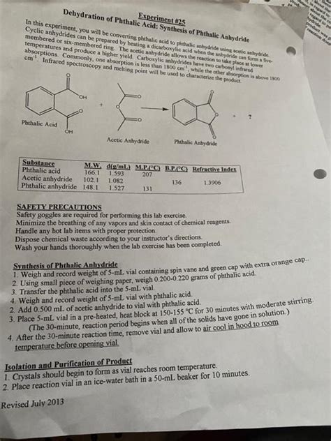 Solved hyde her prodowa Experiment 825 Dehydration of | Chegg.com