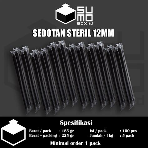 Jual Sedotan Plastik Hitam STERIL 12mm Isi 100 Pcs Straw Boba Bubble