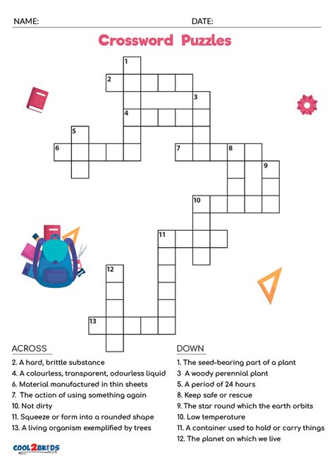 Free Printable Easy Crossword Puzzles