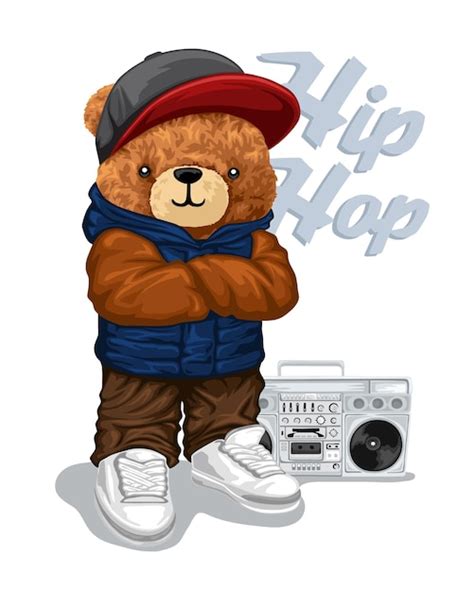 Ilustraci N Vectorial Dibujada A Mano De Oso De Peluche En Estilo Hip