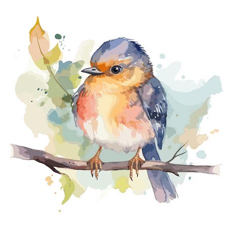 Premium Vector Watercolor Realistic Bird On A Branch Background Super