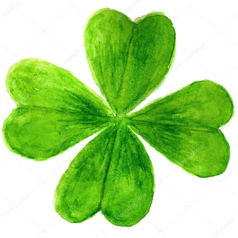 Four Leaf Clover In Watercolor Stock Photo By Evgenii