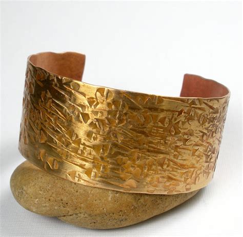 Hammered Brass Cuff Bracelet A Rustic Handmade Red Brass Bracelet