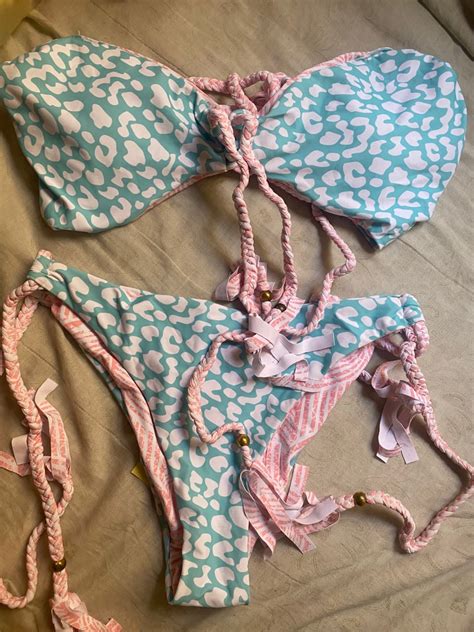 Reversible Bikini Baby Pink And Mint Green On Carousell