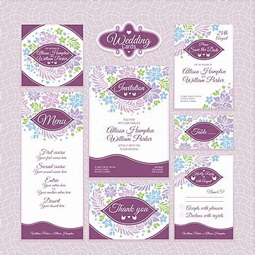 Set Of Floral Wedding Cards Design Retro Kit Vector Design Retro Kit