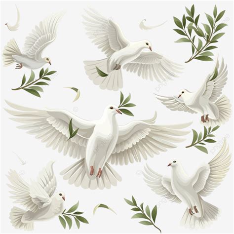 White Dove Of Peace With Olive Branch Set Peace Dove Olive Branch