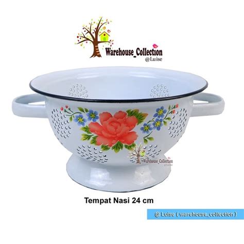 Jual Sangku Nasi 24cm Motif Kembang Enamel Seng Blek Jadul Vintage