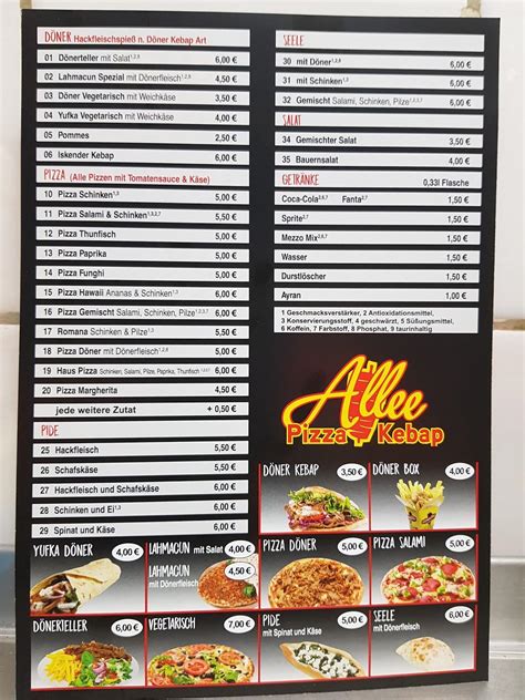 Carta de Pizza Döner Allee 41 Heilbronn