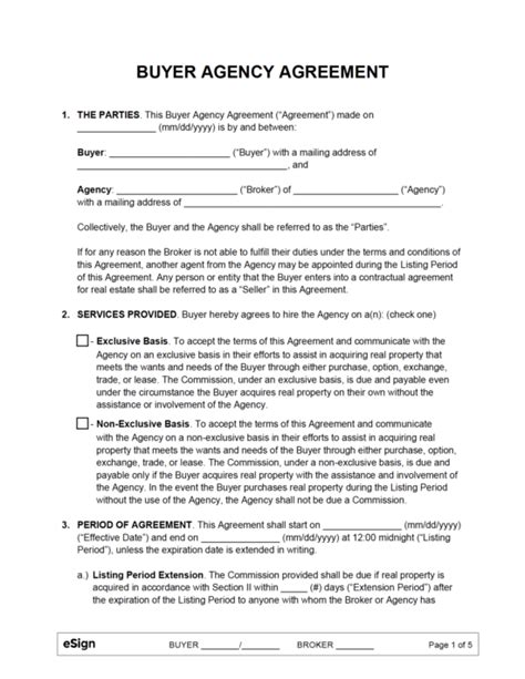 Free Buyers Agency Agreement Pdf Word