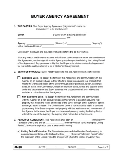 Free Buyer S Agency Agreement PDF Word