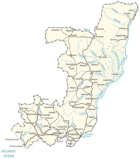 Congo Map - Roads and Cities - GIS Geography