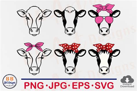 Cow Face Svg Cow Head With Bandana Png Graphic By Bb Art Designs · Creative Fabrica