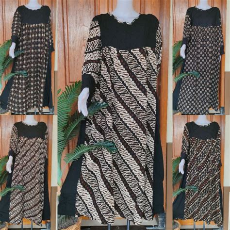 Jual Batik Huza Longdres Pretty Jumbo Daster Panjang Sleting Dada Big