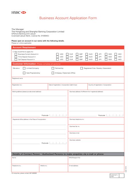 My Hsbc Business Account Application Form Fill And Sign