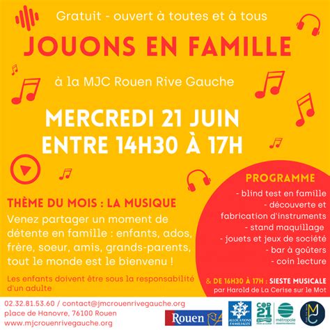 Jouons En Famille Juin Mjc Rouen Rive Gauche