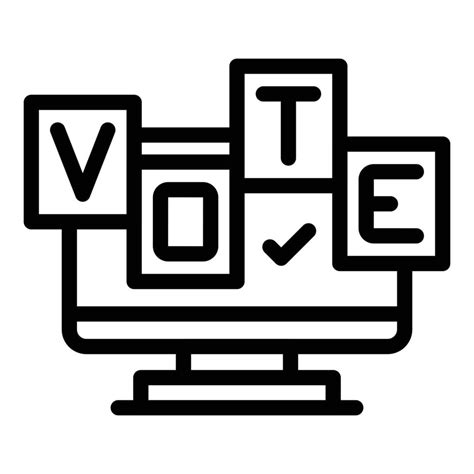 Vector De Contorno De Icono De Monitor De Voto Boleta En Línea