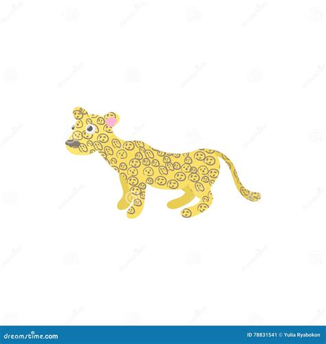 Leopardsymbol I Tecknad Filmstil Vektor Illustrationer Illustration