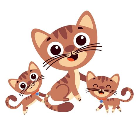 Cartoon Drawing Of Mother And Baby Cats 13480617 Vector Art at Vecteezy